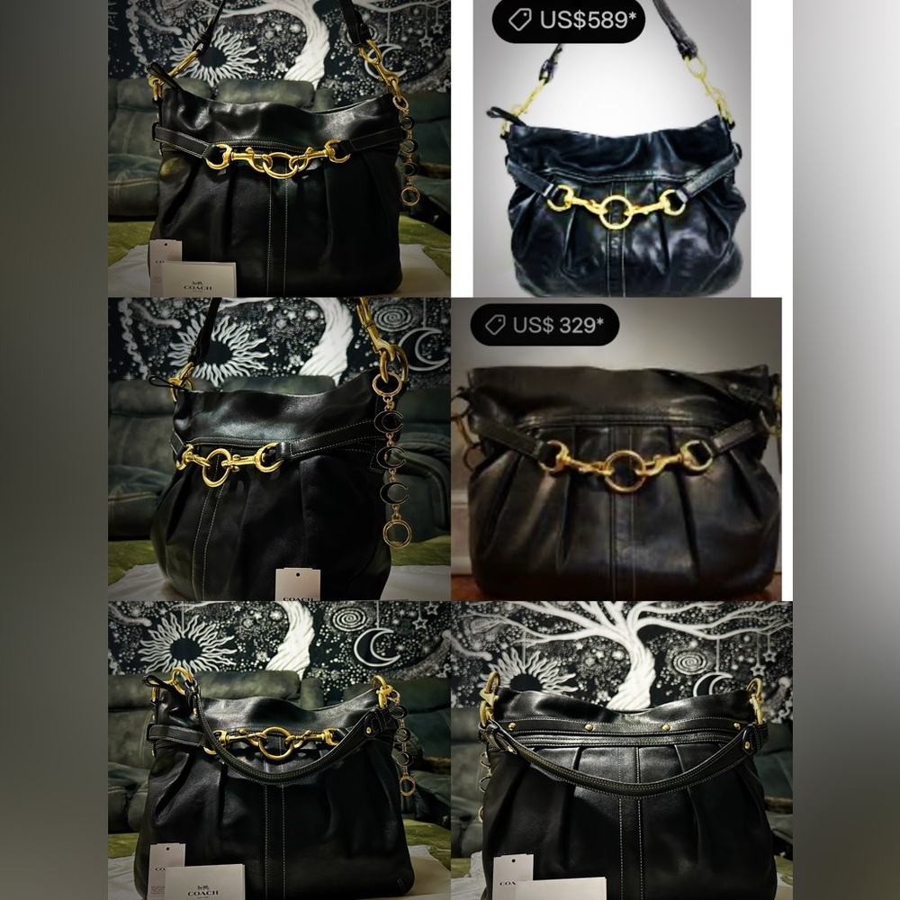 Vintage Y2K Coach soho Black Leather Shoulder Bag with Gold Hardware 2005years - Picture 11 of 17